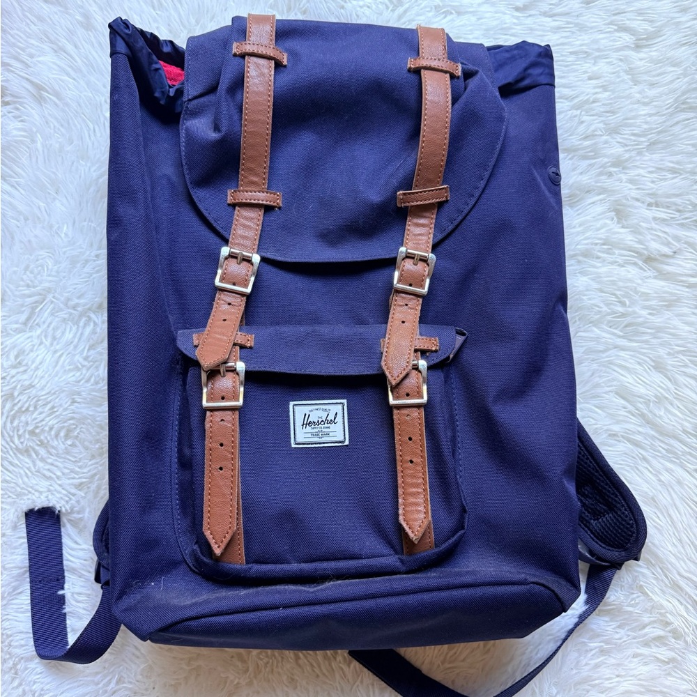 Herschel Supply Company Dark Blue Backpack with Tan Straps